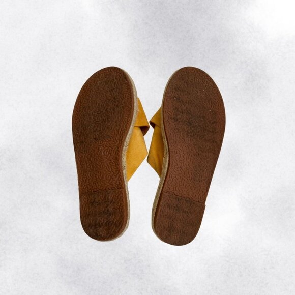Mustard Yellow Suede Strap Espadrille Slides - Picture 8 of 8